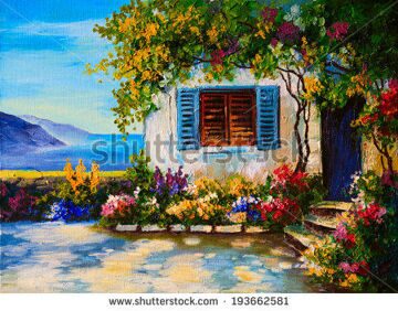 stock-photo-oil-painting-on-canvas-of-a-beautiful-houses-near-the-sea-abstract-drawing-193662581